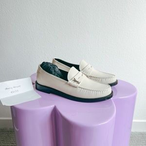 BRAND NEW SAINT LAURENT LE LOAFER PENNY SLIPPERS IN PEARL SIZE 35